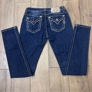 Miss Me Skinny Jean Dark Wash 26 Bling Pockets